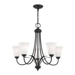 Ridgedale 5 Light Black Chandelier by Livex Lighting -Livex Lighting shop black livex lighting chandeliers 6475 04 4f 1000