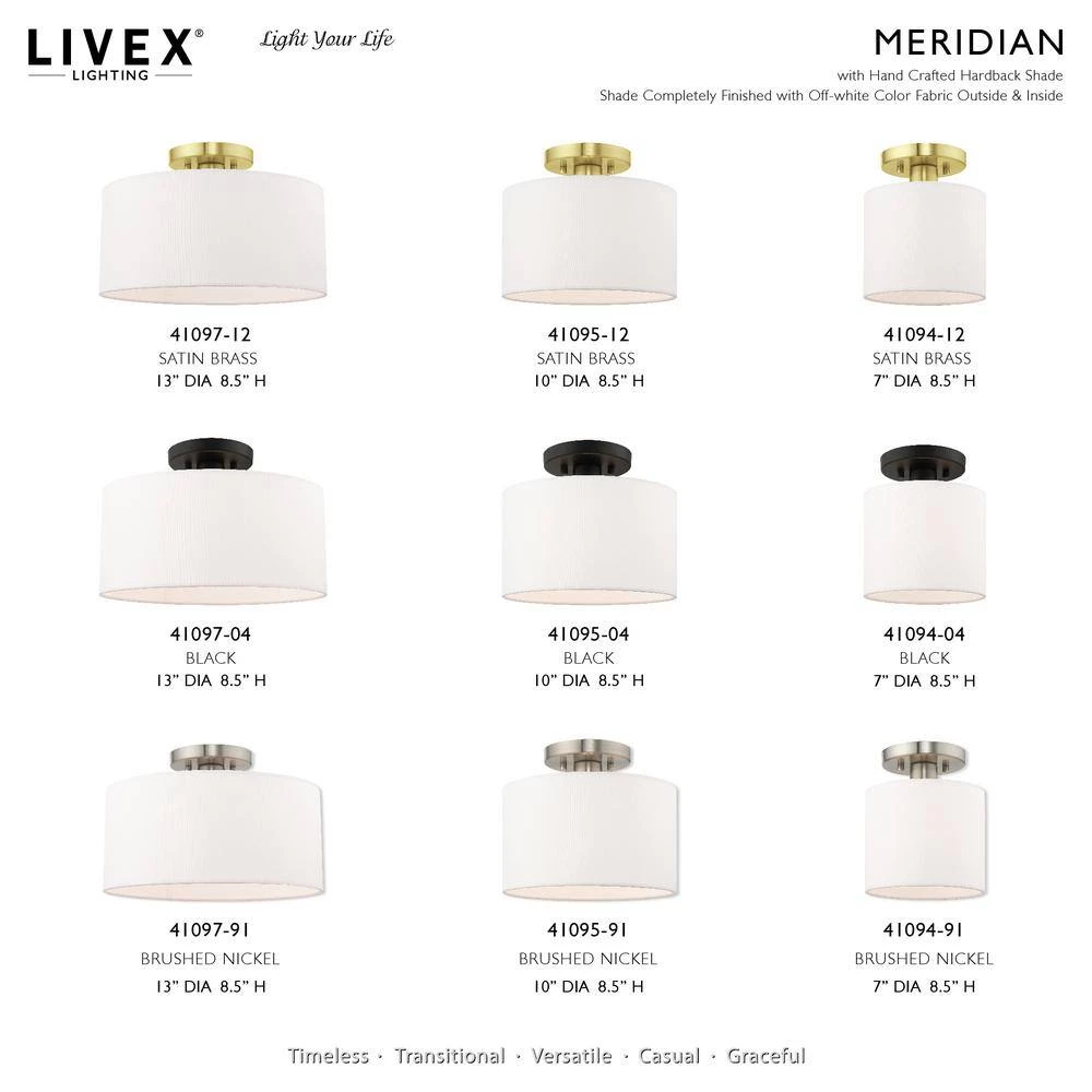 Meridian 1 Light Black Semi Flush Mount by Livex Lighting 9 Meridian 1 Light Black Semi Flush Mount by Livex Lighting - Image 9
