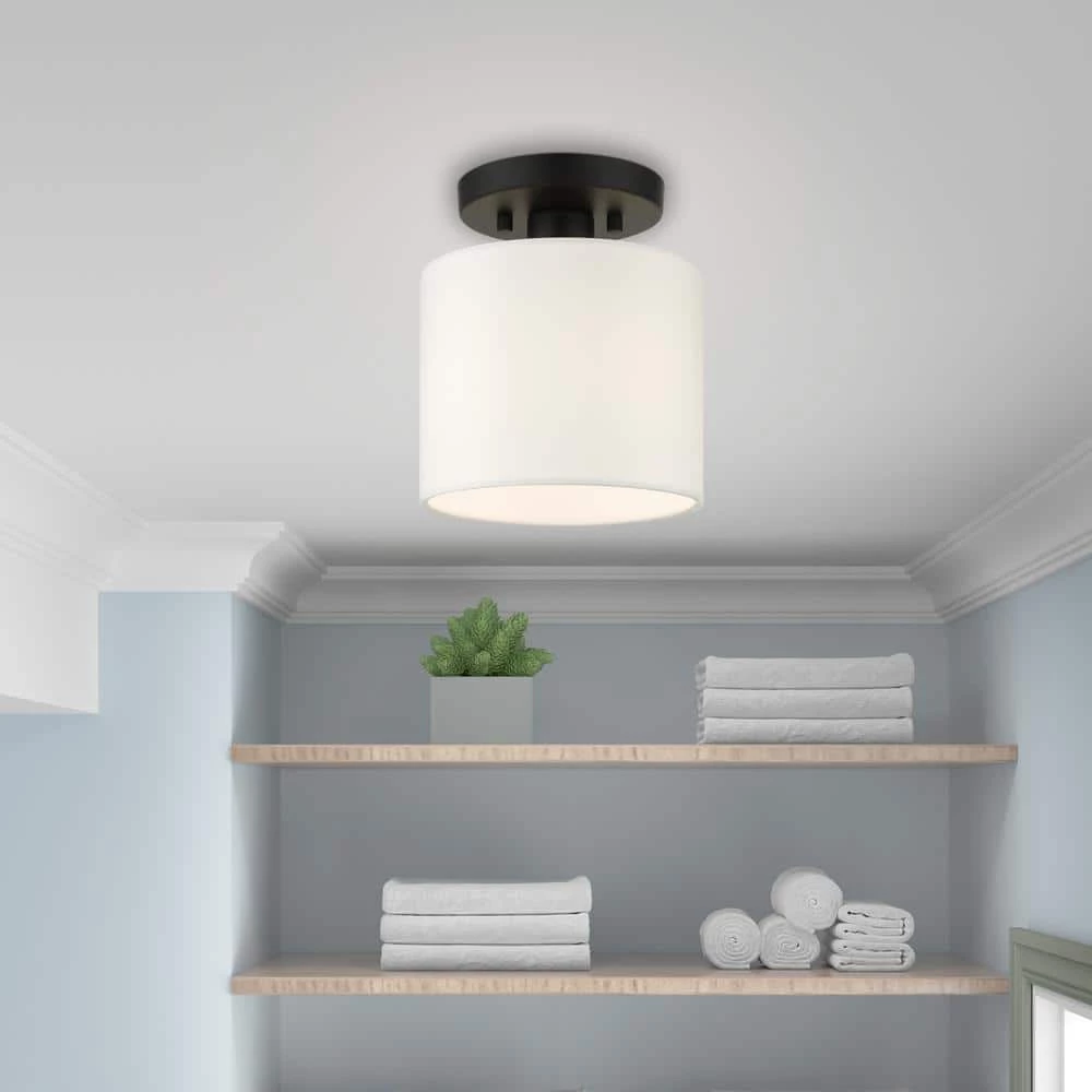 Meridian 1 Light Black Semi Flush Mount by Livex Lighting 2 Meridian 1 Light Black Semi Flush Mount by Livex Lighting - Image 2