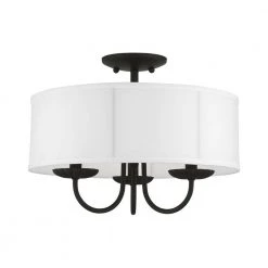 Brookdale 16 in. 3-Light Black Semi-Flush Mount by Livex Lighting