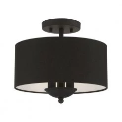 Birchwood 12 in. 3-Light Black Semi-Flush Mount by Livex Lighting