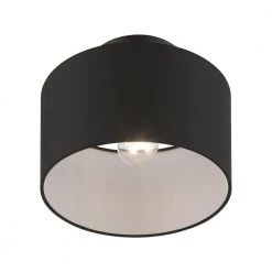 Bainbridge 10 in. 1-Light Black Semi-Flush Mount with Black Fabric Shade with White Inside by Livex Lighting -Livex Lighting shop black livex lighting flush mount lights 45662 04 c3 1000
