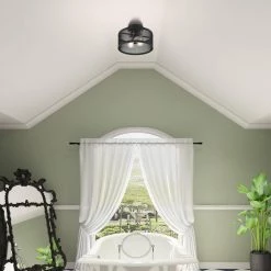 Industro 2 Light Black with Brushed Nickel Accents Semi Flush Mount by Livex Lighting -Livex Lighting shop black livex lighting flush mount lights 46217 04 1d 1000