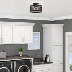 Industro 2 Light Black with Brushed Nickel Accents Semi Flush Mount by Livex Lighting -Livex Lighting shop black livex lighting flush mount lights 46217 04 40 1000