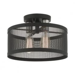 Industro 2 Light Black with Brushed Nickel Accents Semi Flush Mount by Livex Lighting