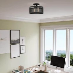 Industro 2 Light Black with Brushed Nickel Accents Semi Flush Mount by Livex Lighting -Livex Lighting shop black livex lighting flush mount lights 46217 04 a0 1000