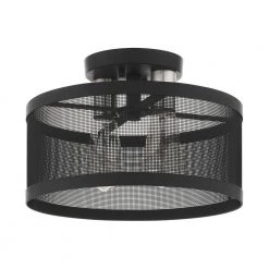 Industro 2 Light Black with Brushed Nickel Accents Semi Flush Mount by Livex Lighting -Livex Lighting shop black livex lighting flush mount lights 46217 04 c3 1000