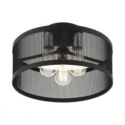 Industro 3 Light Black with Brushed Nickel Accents Semi Flush Mount by Livex Lighting -Livex Lighting shop black livex lighting flush mount lights 46218 04 44 1000
