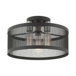 Industro 3 Light Black with Brushed Nickel Accents Semi Flush Mount by Livex Lighting