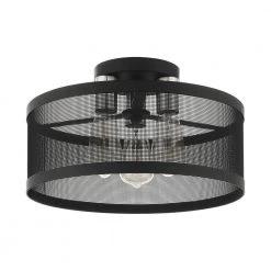 Industro 3 Light Black with Brushed Nickel Accents Semi Flush Mount by Livex Lighting -Livex Lighting shop black livex lighting flush mount lights 46218 04 c3 1000