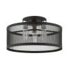 Industro 3 Light Black with Brushed Nickel Accents Semi Flush Mount by Livex Lighting