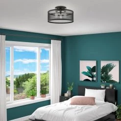 Industro 3 Light Black with Brushed Nickel Accents Semi Flush Mount by Livex Lighting -Livex Lighting shop black livex lighting flush mount lights 46219 04 a0 1000