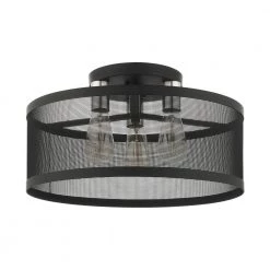 Industro 3 Light Black with Brushed Nickel Accents Semi Flush Mount by Livex Lighting -Livex Lighting shop black livex lighting flush mount lights 46219 04 c3 1000