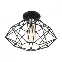 Geometric 1 Light Black Flush Mount by Livex Lighting -Livex Lighting shop black livex lighting flush mount lights 46248 04 44 1000