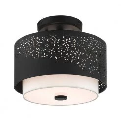Noria 2 Light Black Semi Flush Mount by Livex Lighting -Livex Lighting shop black livex lighting flush mount lights 46267 04 4f 1000
