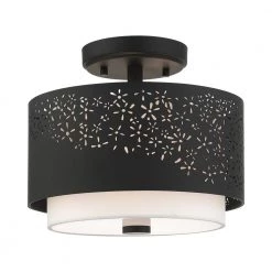 Noria 2 Light Black Semi Flush Mount by Livex Lighting