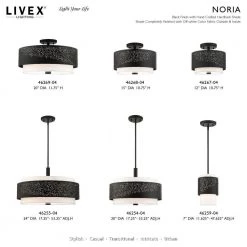Noria 2 Light Black Semi Flush Mount by Livex Lighting -Livex Lighting shop black livex lighting flush mount lights 46267 04 d4 1000