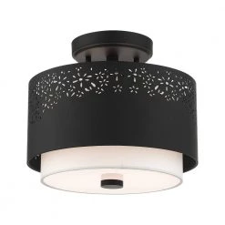 Noria 2 Light Black Semi Flush Mount by Livex Lighting -Livex Lighting shop black livex lighting flush mount lights 46267 04 fa 1000
