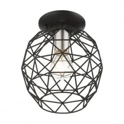 Geometrix 1 Light Black Flush Mount by Livex Lighting -Livex Lighting shop black livex lighting flush mount lights 46598 04 1f 1000