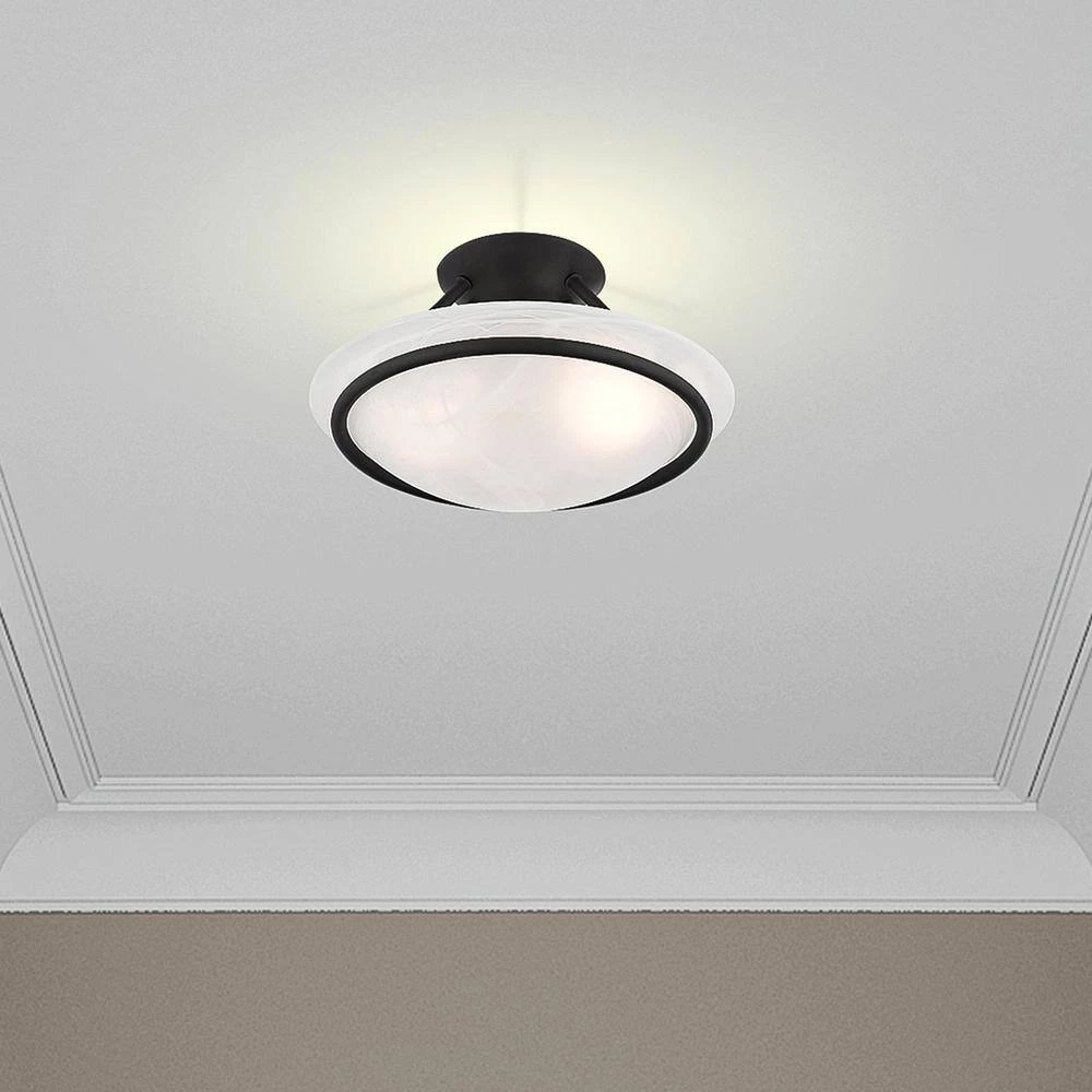 Newburgh 2 Light Black Semi Flush Mount by Livex Lighting 3 Newburgh 2 Light Black Semi Flush Mount by Livex Lighting - Image 3