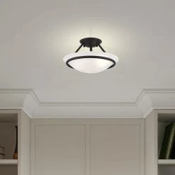 Newburgh 2 Light Black Semi Flush Mount by Livex Lighting
