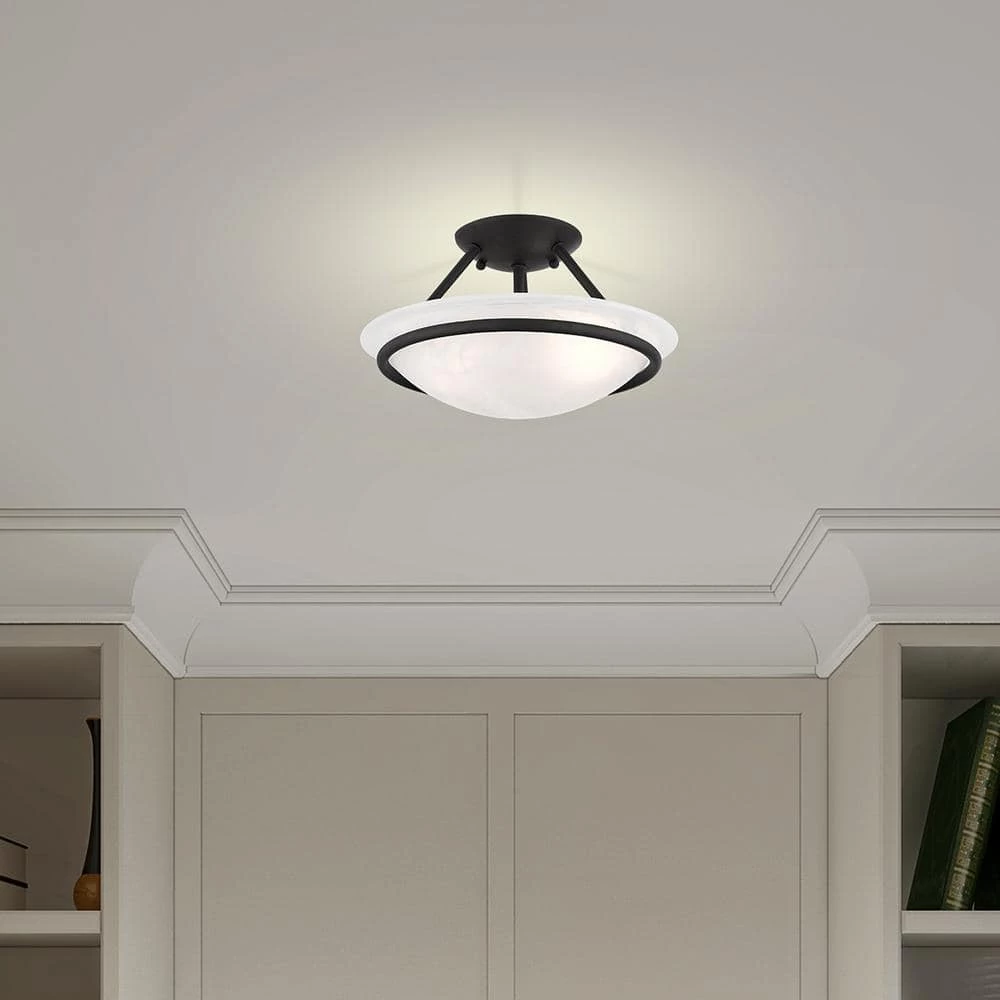 Newburgh 2 Light Black Semi Flush Mount by Livex Lighting 1 Newburgh 2 Light Black Semi Flush Mount by Livex Lighting