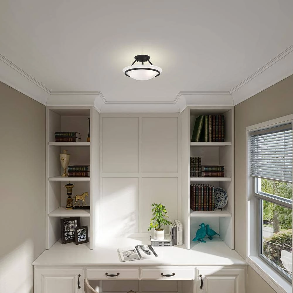 Newburgh 2 Light Black Semi Flush Mount by Livex Lighting 2 Newburgh 2 Light Black Semi Flush Mount by Livex Lighting - Image 2