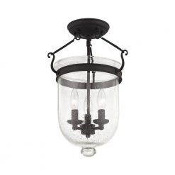 Jefferson 3 Light Black Semi Flush Mount by Livex Lighting -Livex Lighting shop black livex lighting flush mount lights 5082 04 1f 1000