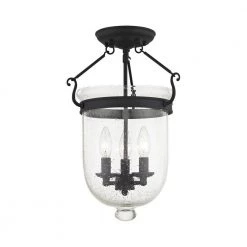 Jefferson 3 Light Black Semi Flush Mount by Livex Lighting -Livex Lighting shop black livex lighting flush mount lights 5082 04 4f 1000