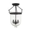 Jefferson 3 Light Black Semi Flush Mount by Livex Lighting