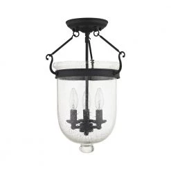 Jefferson 3 Light Black Semi Flush Mount by Livex Lighting -Livex Lighting shop black livex lighting flush mount lights 5082 04 c3 1000