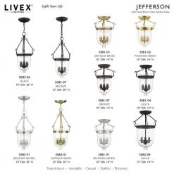 Jefferson 3 Light Black Semi Flush Mount by Livex Lighting -Livex Lighting shop black livex lighting flush mount lights 5082 04 d4 1000