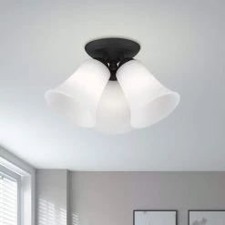 Providence 3-Light Ceiling Black Incandescent Semi-Flush Mount by Livex Lighting -Livex Lighting shop black livex lighting flush mount lights 6462 04 40 1000