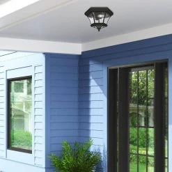 Monterey/Georgetown 3 Light Black Outdoor Flush Mount by Livex Lighting -Livex Lighting shop black livex lighting flush mount lights 7053 04 40 1000