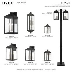 Nyack 3 Light Black with Brushed Nickel Cluster Outdoor Pendant Lantern by Livex Lighting -Livex Lighting shop black livex lighting outdoor pendant lights 20593 04 31 1000