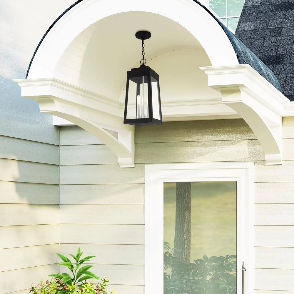 Oslo 3 Light Black Outdoor Pendant Lantern by Livex Lighting 3 Oslo 3 Light Black Outdoor Pendant Lantern by Livex Lighting - Image 3