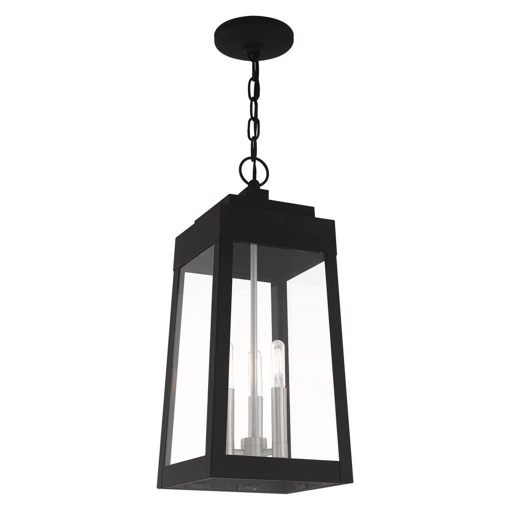 Oslo 3 Light Black Outdoor Pendant Lantern by Livex Lighting 8 Oslo 3 Light Black Outdoor Pendant Lantern by Livex Lighting - Image 8