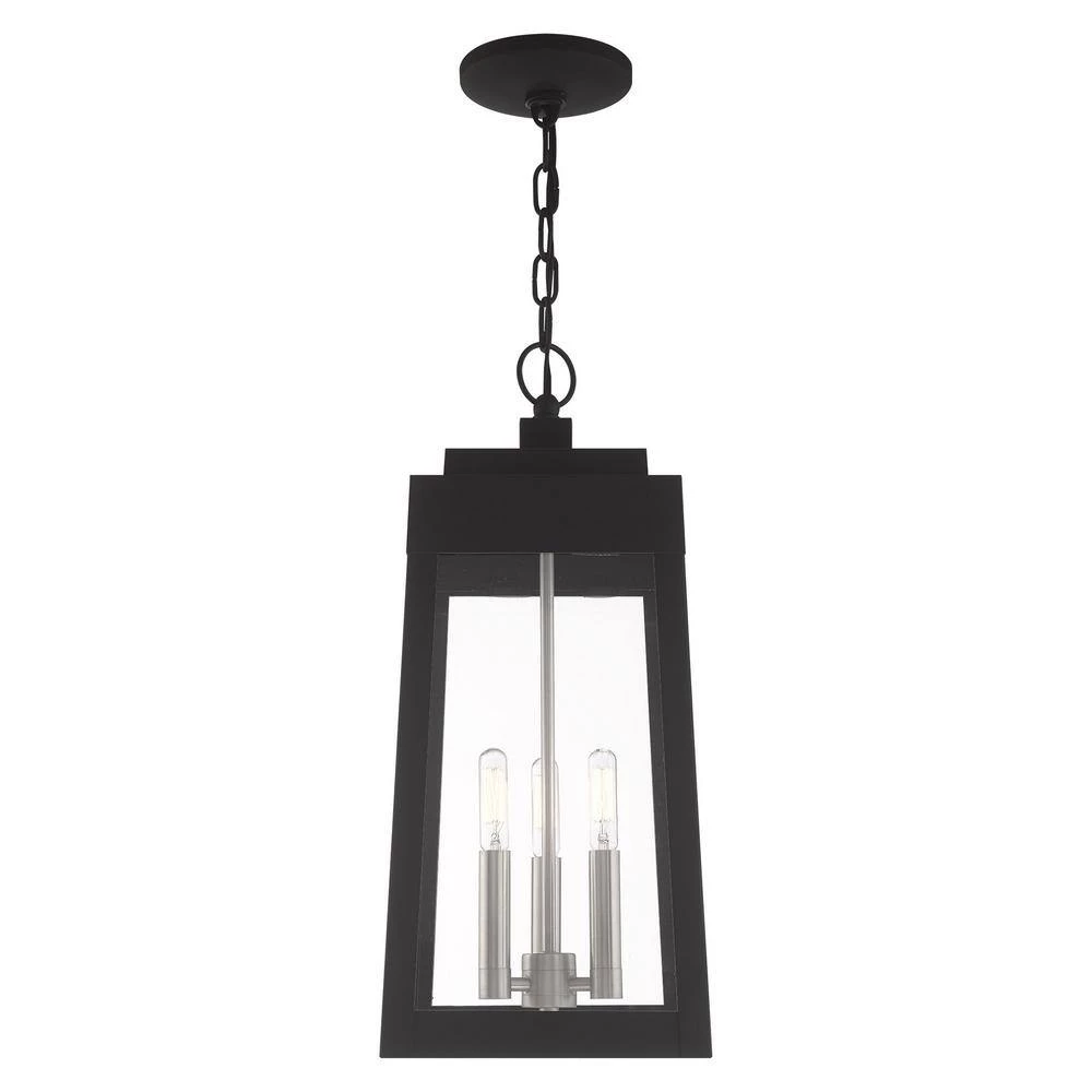 Oslo 3 Light Black Outdoor Pendant Lantern by Livex Lighting 6 Oslo 3 Light Black Outdoor Pendant Lantern by Livex Lighting - Image 6