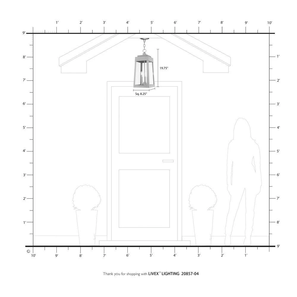 Oslo 3 Light Black Outdoor Pendant Lantern by Livex Lighting 4 Oslo 3 Light Black Outdoor Pendant Lantern by Livex Lighting - Image 4