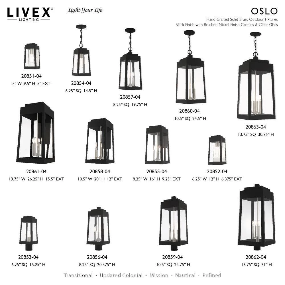 Oslo 3 Light Black Outdoor Pendant Lantern by Livex Lighting 10 Oslo 3 Light Black Outdoor Pendant Lantern by Livex Lighting - Image 10