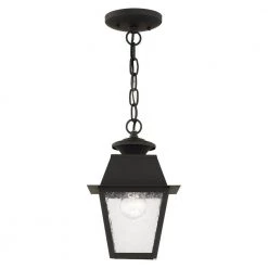 Mansfield 1 Light Black Outdoor Pendant Lantern by Livex Lighting -Livex Lighting shop black livex lighting outdoor pendant lights 2164 04 44 1000