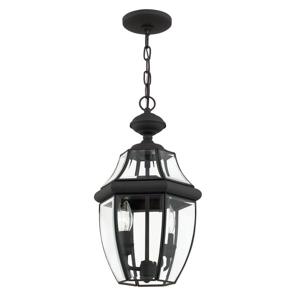 Monterey 2 Light Black Outdoor Pendant Lantern by Livex Lighting 7 Monterey 2 Light Black Outdoor Pendant Lantern by Livex Lighting - Image 7