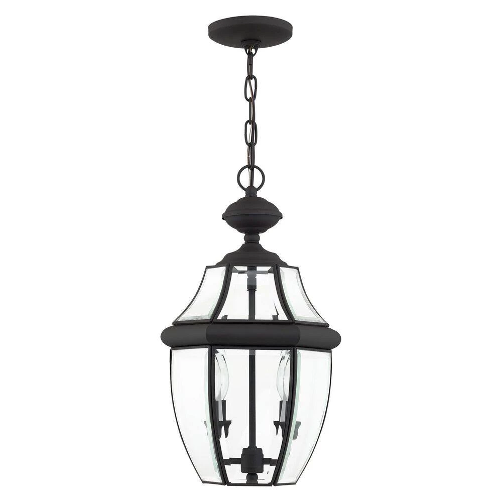 Monterey 2 Light Black Outdoor Pendant Lantern by Livex Lighting 5 Monterey 2 Light Black Outdoor Pendant Lantern by Livex Lighting - Image 5