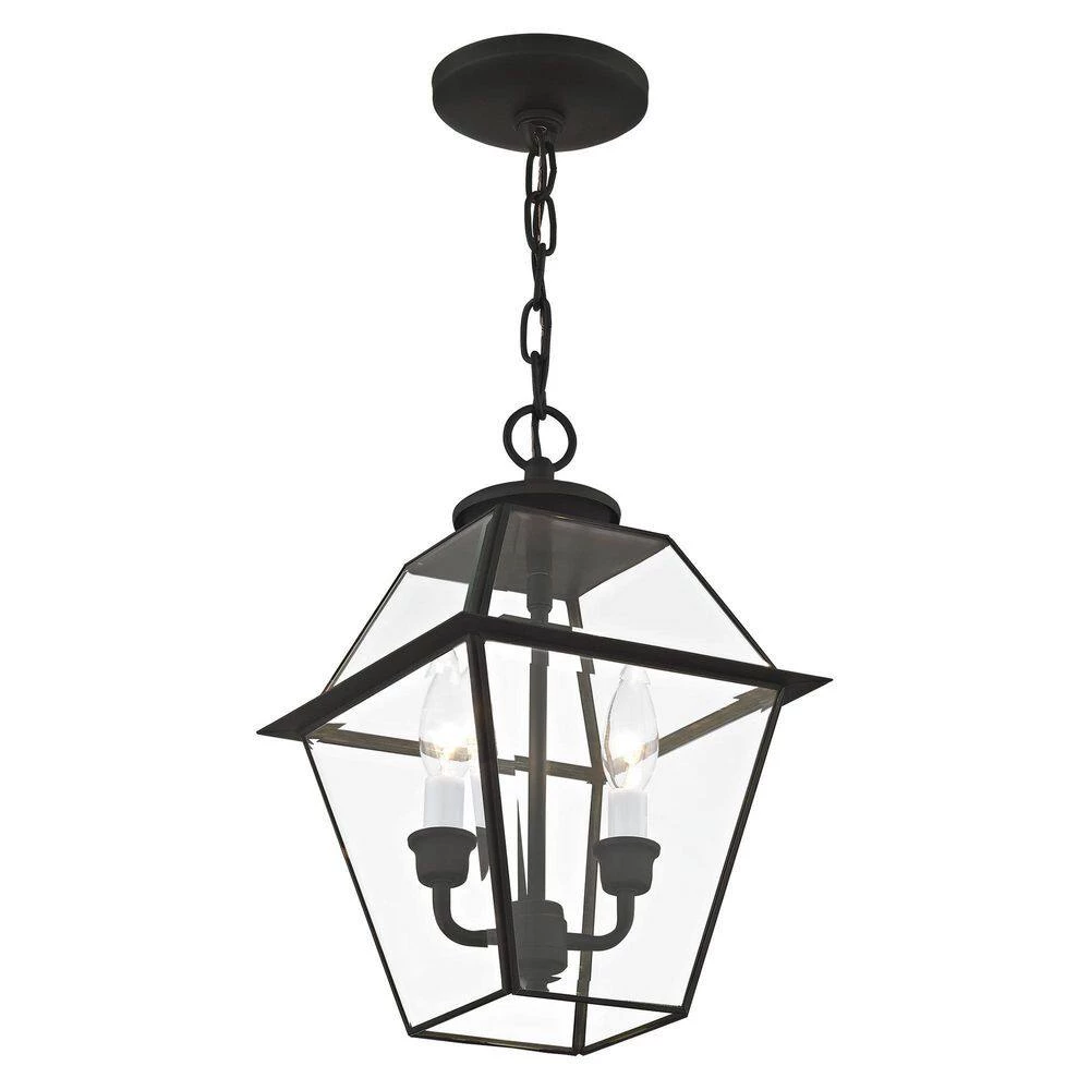 Westover 2 Light Black Outdoor Pendant Lantern by Livex Lighting 9 Westover 2 Light Black Outdoor Pendant Lantern by Livex Lighting - Image 9