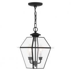 Westover 2 Light Black Outdoor Pendant Lantern by Livex Lighting