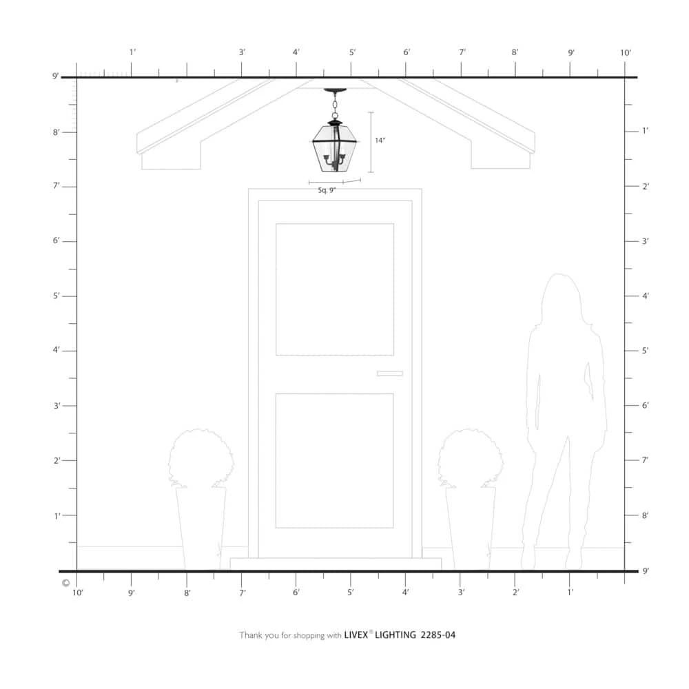 Westover 2 Light Black Outdoor Pendant Lantern by Livex Lighting 6 Westover 2 Light Black Outdoor Pendant Lantern by Livex Lighting - Image 6