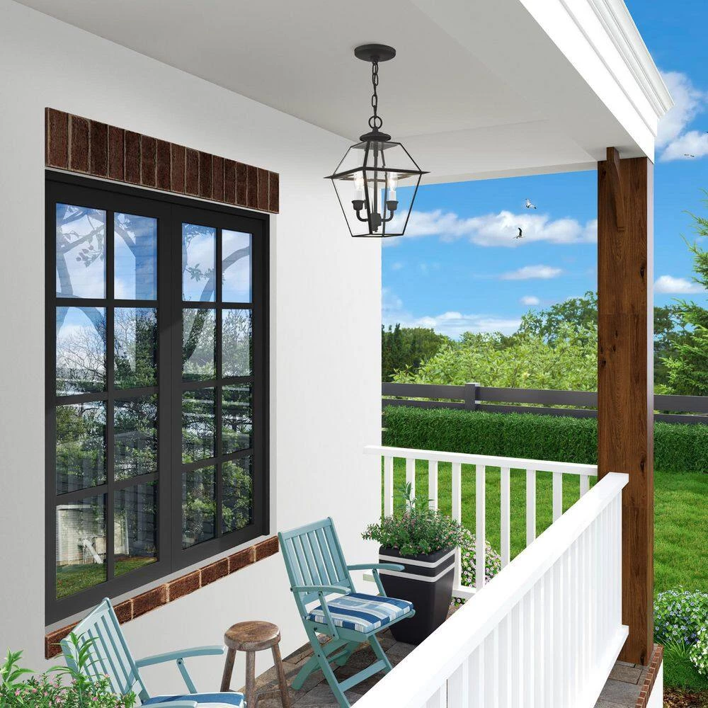 Westover 2 Light Black Outdoor Pendant Lantern by Livex Lighting 4 Westover 2 Light Black Outdoor Pendant Lantern by Livex Lighting - Image 4