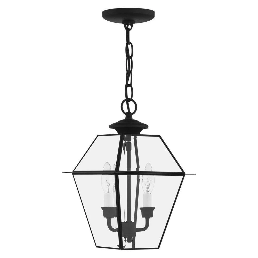 Westover 2 Light Black Outdoor Pendant Lantern by Livex Lighting 7 Westover 2 Light Black Outdoor Pendant Lantern by Livex Lighting - Image 7