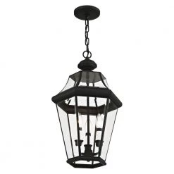 Georgetown 3 Light Black Outdoor Pendant Lantern by Livex Lighting -Livex Lighting shop black livex lighting outdoor pendant lights 2365 04 1f 1000