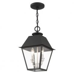Mansfield 2 Light Black Outdoor Pendant Lantern by Livex Lighting -Livex Lighting shop black livex lighting outdoor pendant lights 27217 04 1f 1000